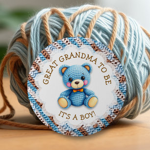 Great Grandma Crochet Teddy Bear Baby Shower 6 Cm Round Badge