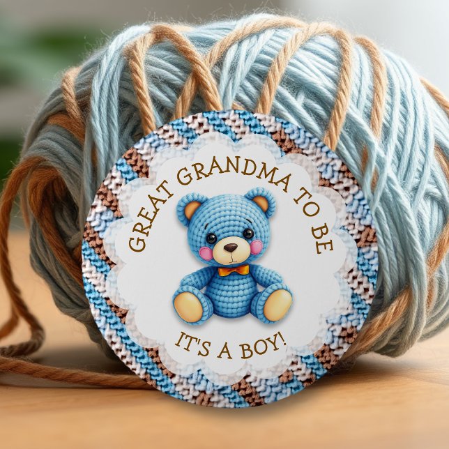 Great Grandma | Crochet Teddy Bear Baby Shower  6 Cm Round Badge (Creator Uploaded)
