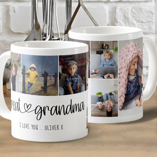 Great Grandma Cute Lettering I Love You 6 Photo Coffee Mug (Creator Uploaded)
