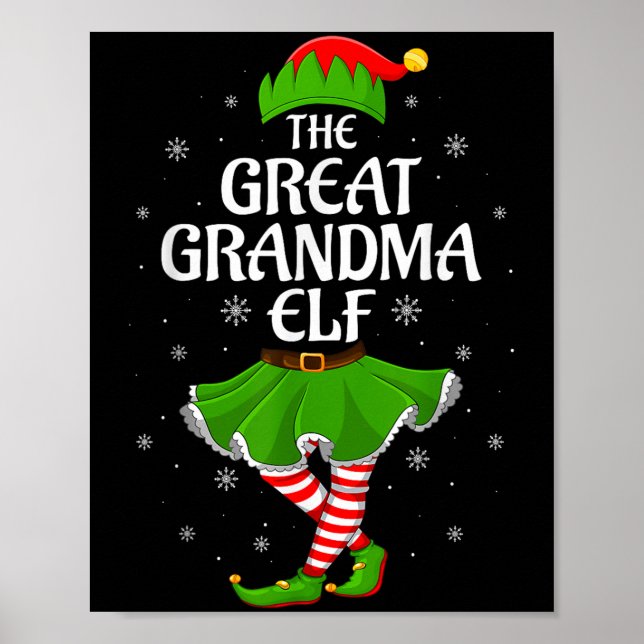Great Grandma Elf Christmas Family Girls Women Elf Poster (Front)