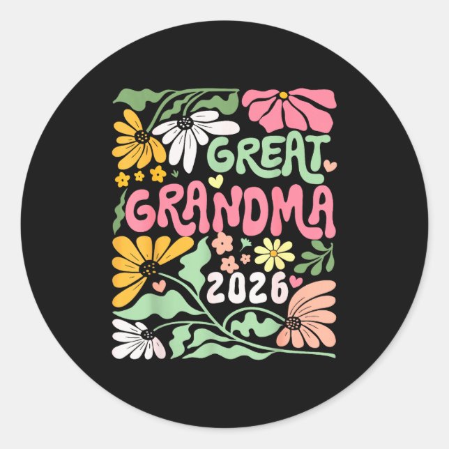Great Grandma Est. 2026 Promoted To Great Grandma  Classic Round Sticker (Front)