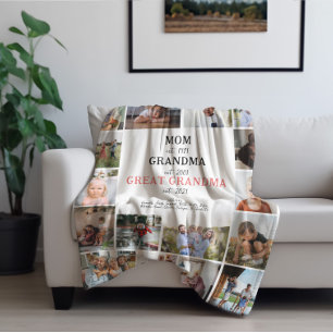 Great Grandma Established   20 Photo Family Fleece Blanket