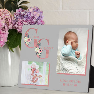 Great Grandma GG Floral Letters   2 Photo Plaque