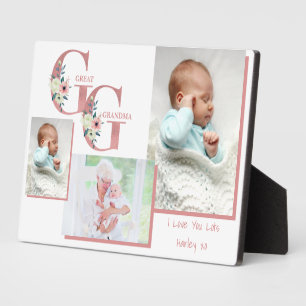 Great Grandma GG Floral Letters   3 Photo Plaque