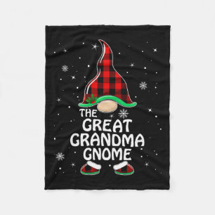 Great Grandma Gnome Buffalo Plaid Matching Family Fleece Blanket