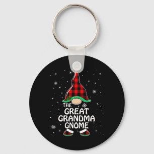 Great Grandma Gnome Buffalo Plaid Matching Family  Key Ring