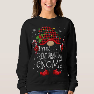 Great Grandma Gnome Buffalo Plaid Matching Family  Sweatshirt