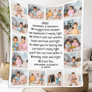 Great Grandma Grandpa Poem Custom 14 Photo Collage Fleece Blanket
