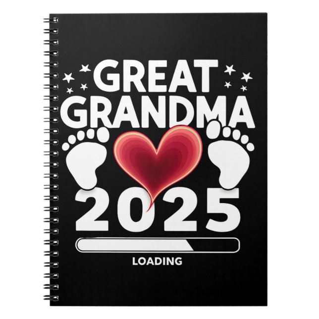 Great grandma Loading 2025 Pregnancy Announcement Notebook (Front)