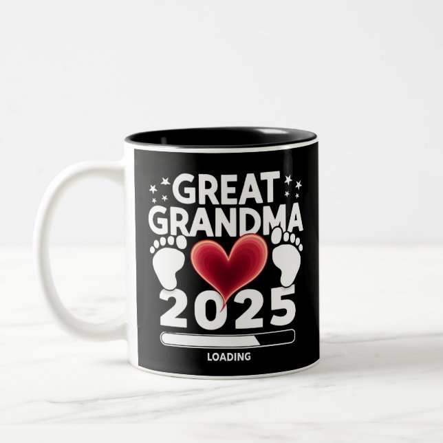 Great grandma Loading 2025 Pregnancy Announcement Two-Tone Coffee Mug (Left)