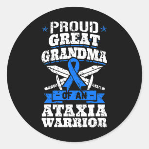 Great Grandma Of An Ataxia Warrior Awareness Ribbo Classic Round Sticker