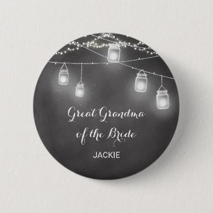 Great Grandma of Bride Black White Button