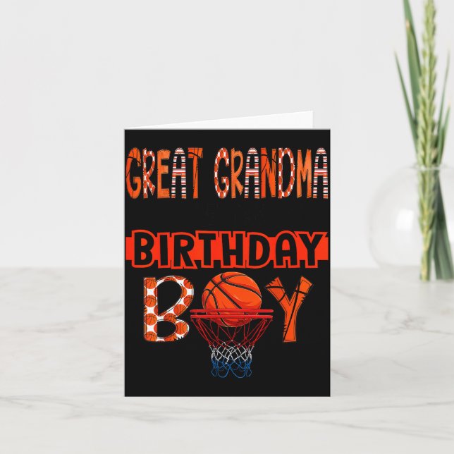 Great Grandma Of The Birthday Boy Basketball Party Card (Front)