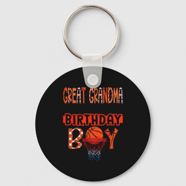 Great Grandma Of The Birthday Boy Basketball Party Key Ring (Front)
