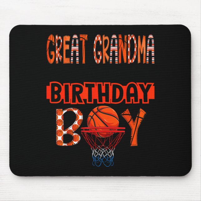 Great Grandma Of The Birthday Boy Basketball Party Mouse Pad (Front)