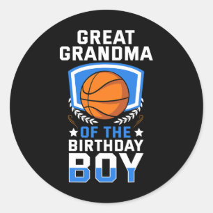 Great Grandma Of The Birthday Boy Bysketbyll Famil Classic Round Sticker