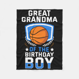 Great Grandma Of The Birthday Boy Bysketbyll Famil Fleece Blanket