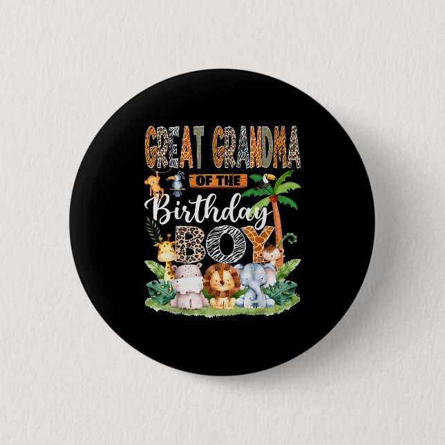 Great Grandma Of The Birthday Boy Jungle Safari An 6 Cm Round Badge (Front)