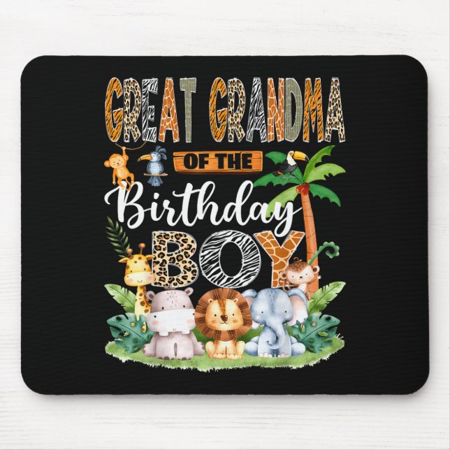 Great Grandma Of The Birthday Boy Jungle Safari An Mouse Pad (Front)