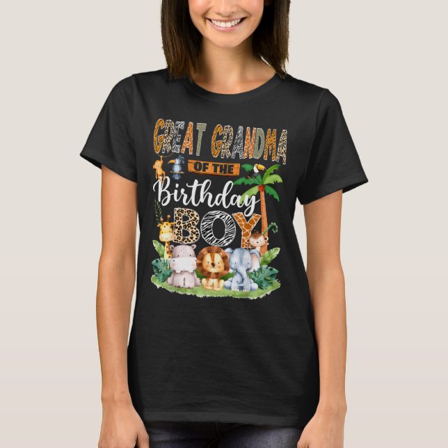 Great Grandma Of The Birthday Boy Jungle Safari An T-Shirt (Front)