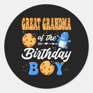 Great Grandma Of The Birthday Boy Milk Cookies 1st Classic Round Sticker