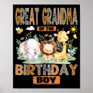 Great Grandma of The Birthday Boy Safari Jungle Poster