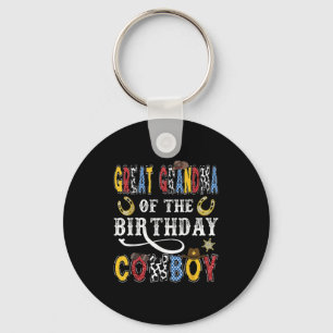 Great Grandma Of The Birthday Cowboy Western Rodeo Key Ring