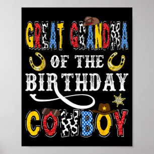 Great Grandma Of The Birthday Cowboy Western Rodeo Poster
