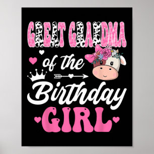 Great Grandma Of The Birthday Girl Farm Cow 1st Bd Poster