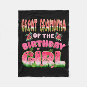 Great Grandma Of The Birthday Girl One In A Melon  Fleece Blanket