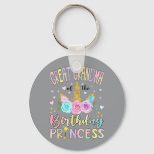 Great Grandma Of The Birthday Princess Unicorn Key Ring