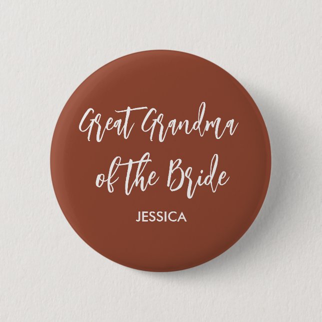 Great Grandma of the Bride Terracotta  6 Cm Round Badge (Front)