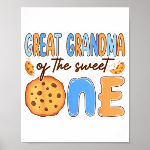 Great Grandma Of The Sweet One Cookies And Milk Bi Poster