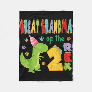 Great Grandma Of The Two Rex 2nd Birthday Boy Dino Fleece Blanket