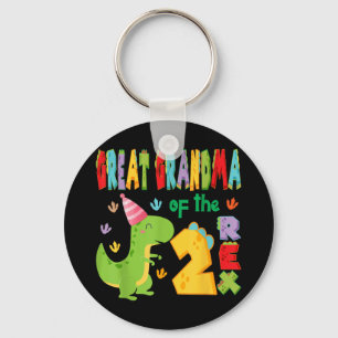 Great Grandma Of The Two Rex 2nd Birthday Boy Dino Key Ring