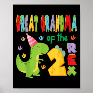 Great Grandma Of The Two Rex 2nd Birthday Boy Dino Poster