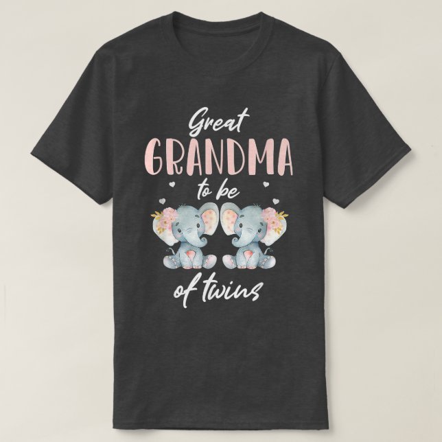 Great Grandma Of Twins Elephant Baby Shower Girl D T-Shirt (Design Front)
