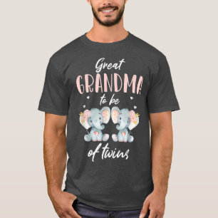 Great Grandma Of Twins Elephant Baby Shower Girl D T-Shirt