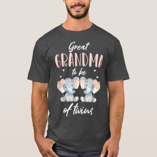 Great Grandma Of Twins Elephant Baby Shower Girl D T-Shirt