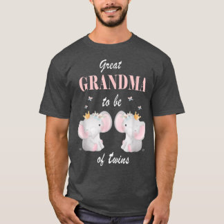 Great Grandma Of Twins Elephant Baby Shower Girl D T-Shirt