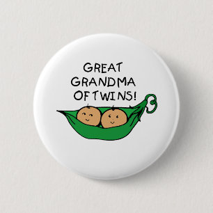 Great Grandma of Twins Pod 6 Cm Round Badge