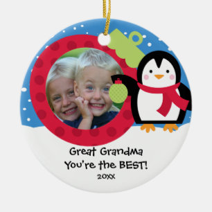 Great Grandma Photo Penguin Christmas Ornament