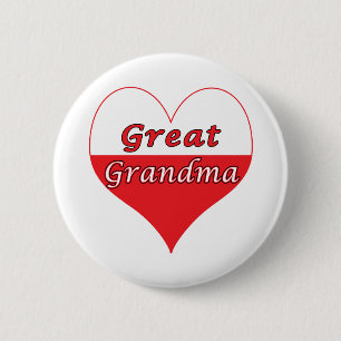 Great Grandma Polish Heart 6 Cm Round Badge