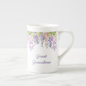 Great Grandma - Purple Watercolor Wisteria Flowers Bone China Mug (Right)
