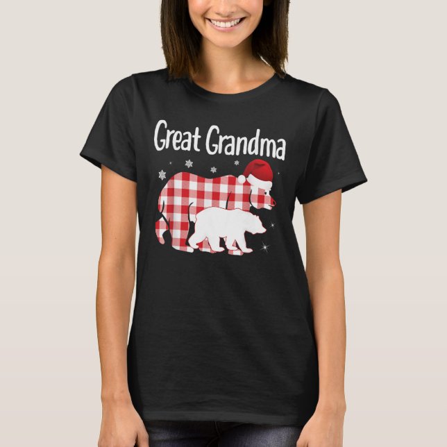 Great Grandma Red Plaid Bear Matching Family Chris T-Shirt (Front)