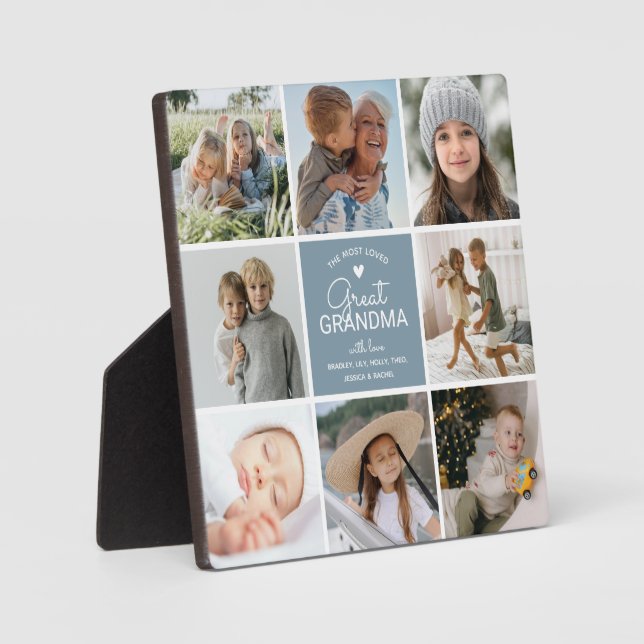 GREAT GRANDMA 'the most loved' Photo Collage Plaque (Front)