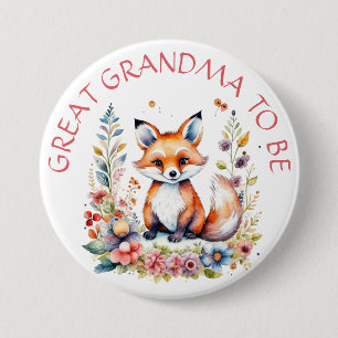 Great Grandma  to be   Baby Fox Baby Shower 7.5 Cm Round Badge