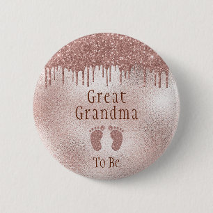 Great Grandma To Be Baby Shower Pink Baby Feet 6 Cm Round Badge