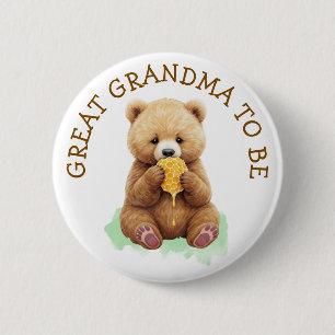 Great Grandma to Be   Bear Boy's Baby Shower 6 Cm Round Badge
