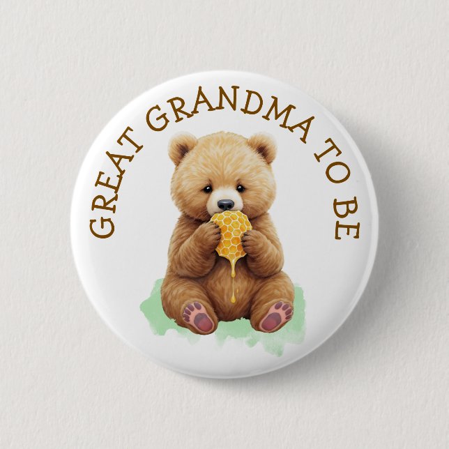 Great Grandma to Be | Bear Boy's Baby Shower 6 Cm Round Badge (Front)